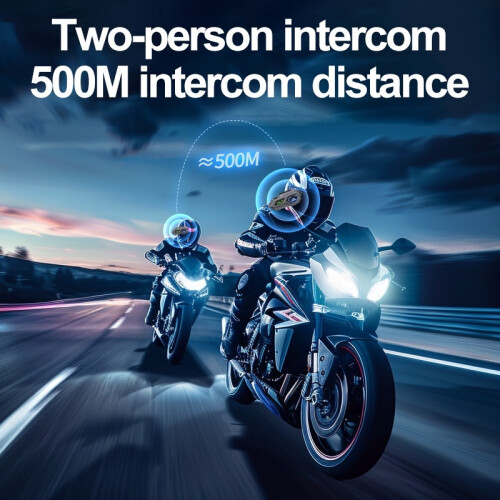 Motorcycle Helmet Bluetooth Headset, Bluetooth 5.3, 500m Intercom, 2-in-1 Microphone(Black) 1