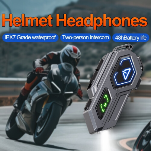 Motorcycle Helmet Bluetooth Headset, Bluetooth 5.3, 500m Intercom, 2-in-1 Microphone(Black) 2