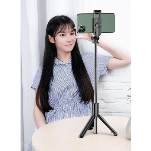 360 Selfie Stick 68cm Tripod Bluetooth Stable Stand Detachable Bluetooth Remote(Black) 2