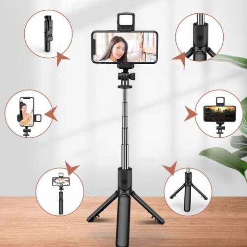360 Selfie Stick 68cm Tripod Bluetooth Stable Stand Detachable Bluetooth Remote(Black) 1