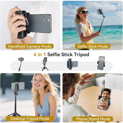 40 inch Extendable Selfie Stick Tripod, Phone Tripod with Wireless Remote Shutter, Group Selfies(Black) 2