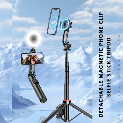 Magnetic Selfie Stick, Cell Phone Tripod Mount, for iPhone Android Cell Phone(Black) 1
