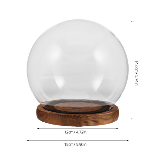 Cloche Dôme Verre Base Eva Support Décoratif Pour Fleurs 1