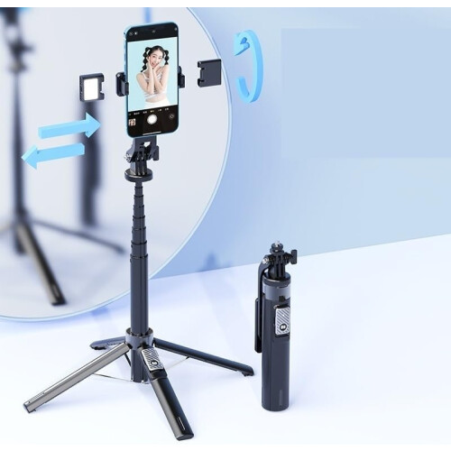 Selfie Stick Tripod,Extendable Stable Tripod Stand With Detachable Bluetooth Remote,for Selfies/Live(Black) 2