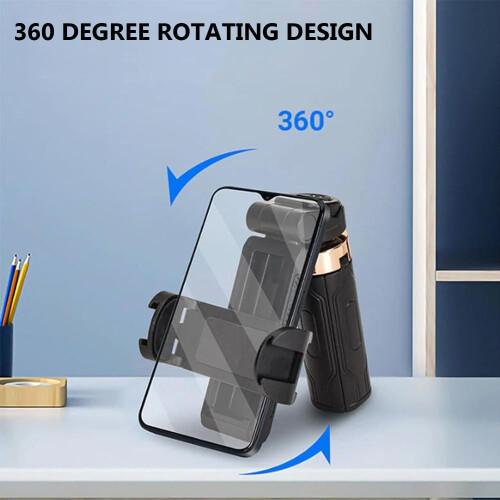 Portable Selfie Stick,360 Rotation,Sturdy, One-Touch Push Button Switch with Bluetooth Remote Control(Black) 2