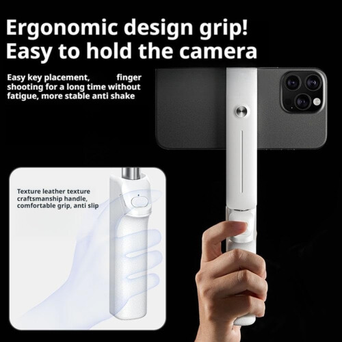 Mini Bluetooth Selfie Stick – 360 Rotating Pocket-Size Monopod with Unique Finger Grip – Compact (White) 2