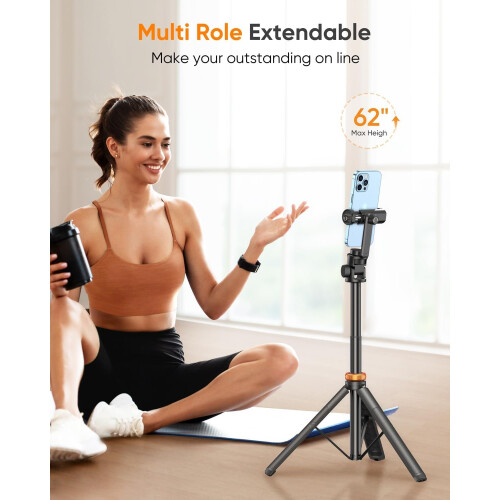 62" Phone Tripod, Tripod for iPhone & Selfie Stick ????ripod with Remote, Extendable Phone ????ripod Stand(Black) 2