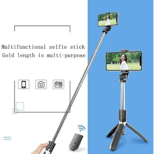 Three-in-one wireless remote control bluetooth selfie stick foldable and expandable tripod(Black) 2