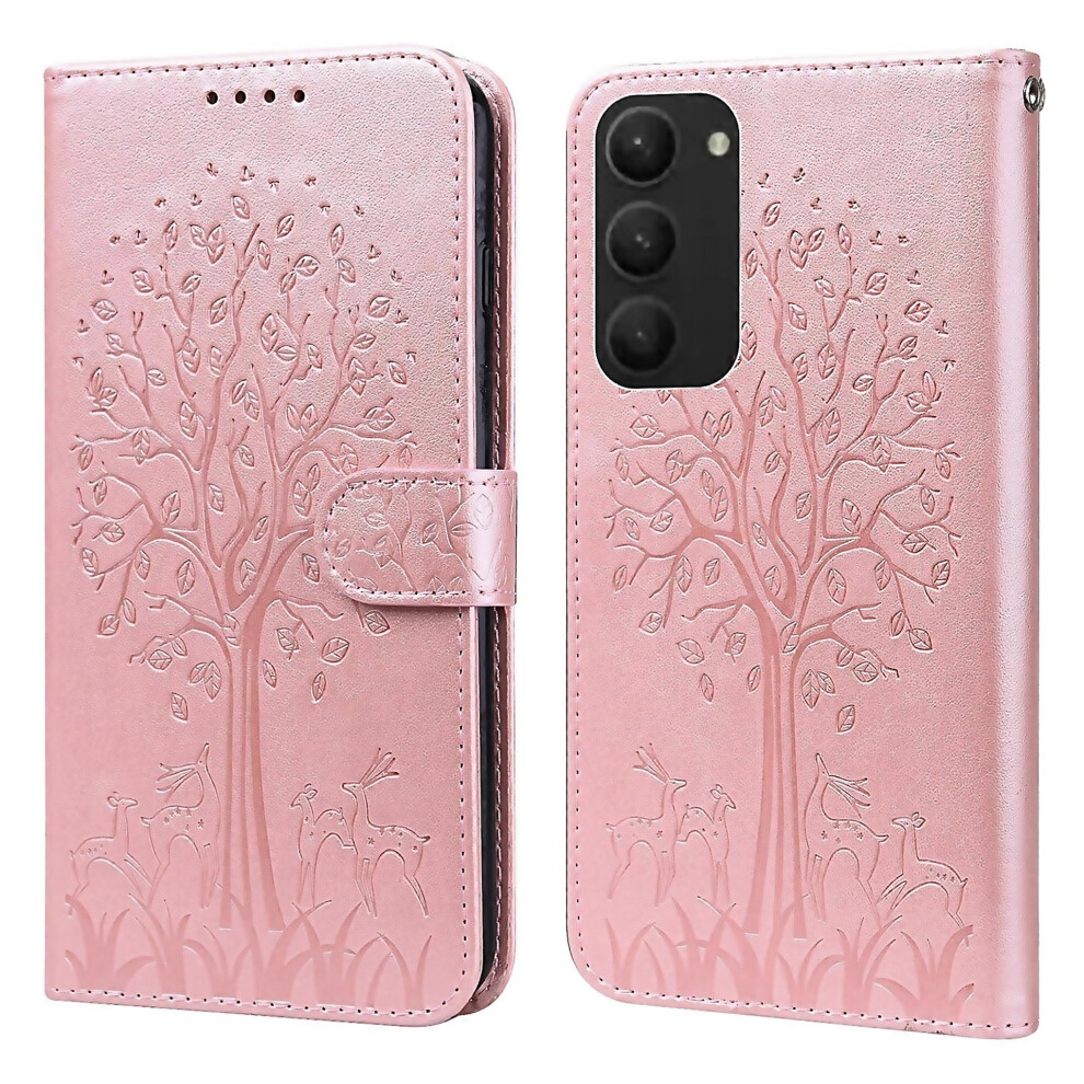 For Samsung Galaxy S23 5G Tree Deer Pattern Pressed Printing Horizontal Flip Leather Phone Easy To C 6000002073884