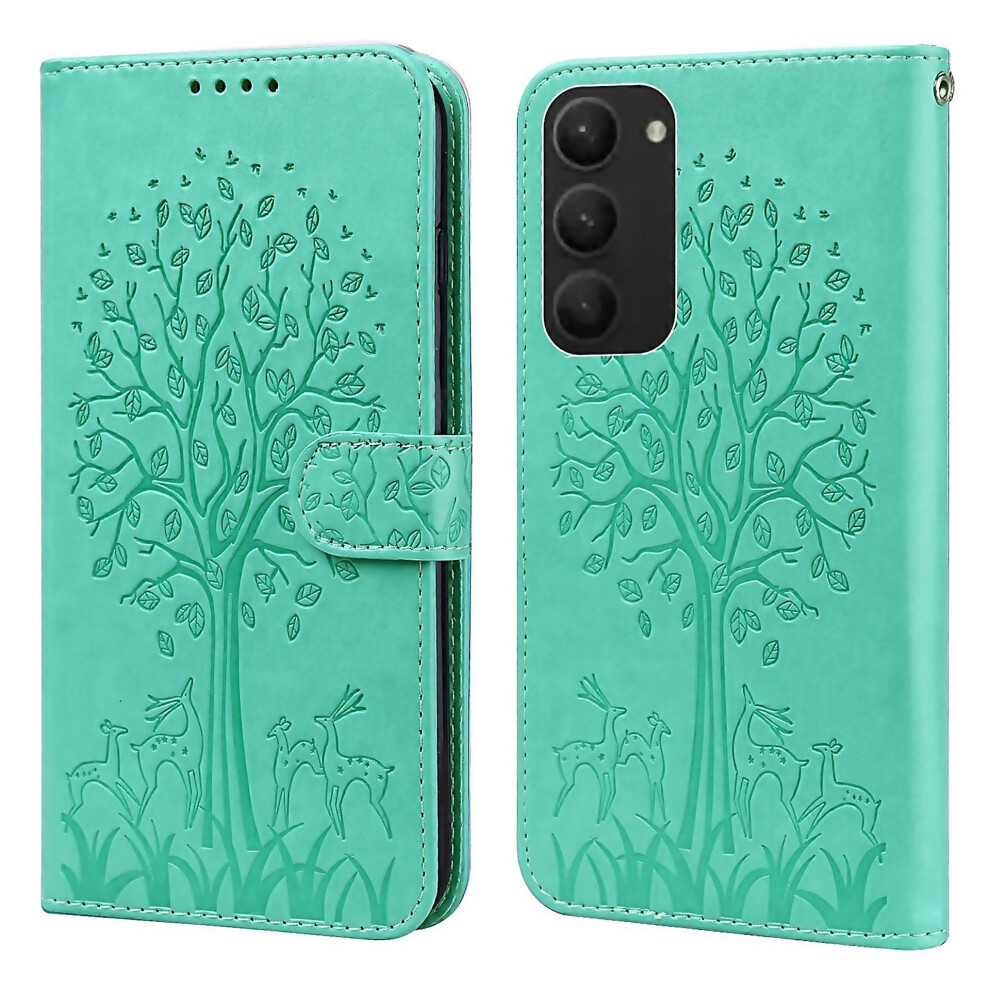 For Samsung Galaxy S23 5G Tree Deer Pattern Pressed Printing Horizontal Flip Leather Phone Designed 6000002073860