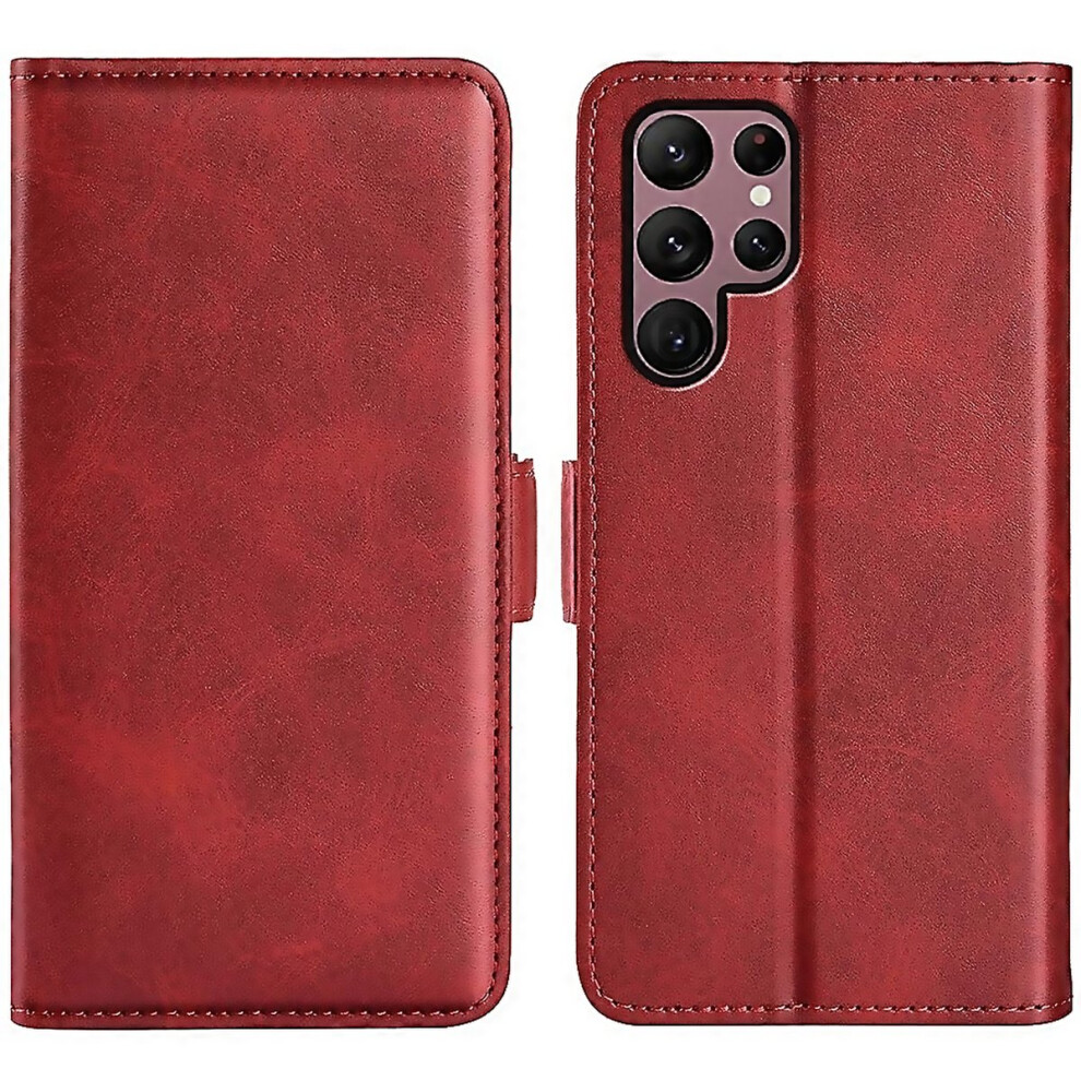 For Samsung Galaxy S23 Ultra 5G Dualside Magnetic Buckle Leather Phone Easy To Clean And Maintain 6000002075086