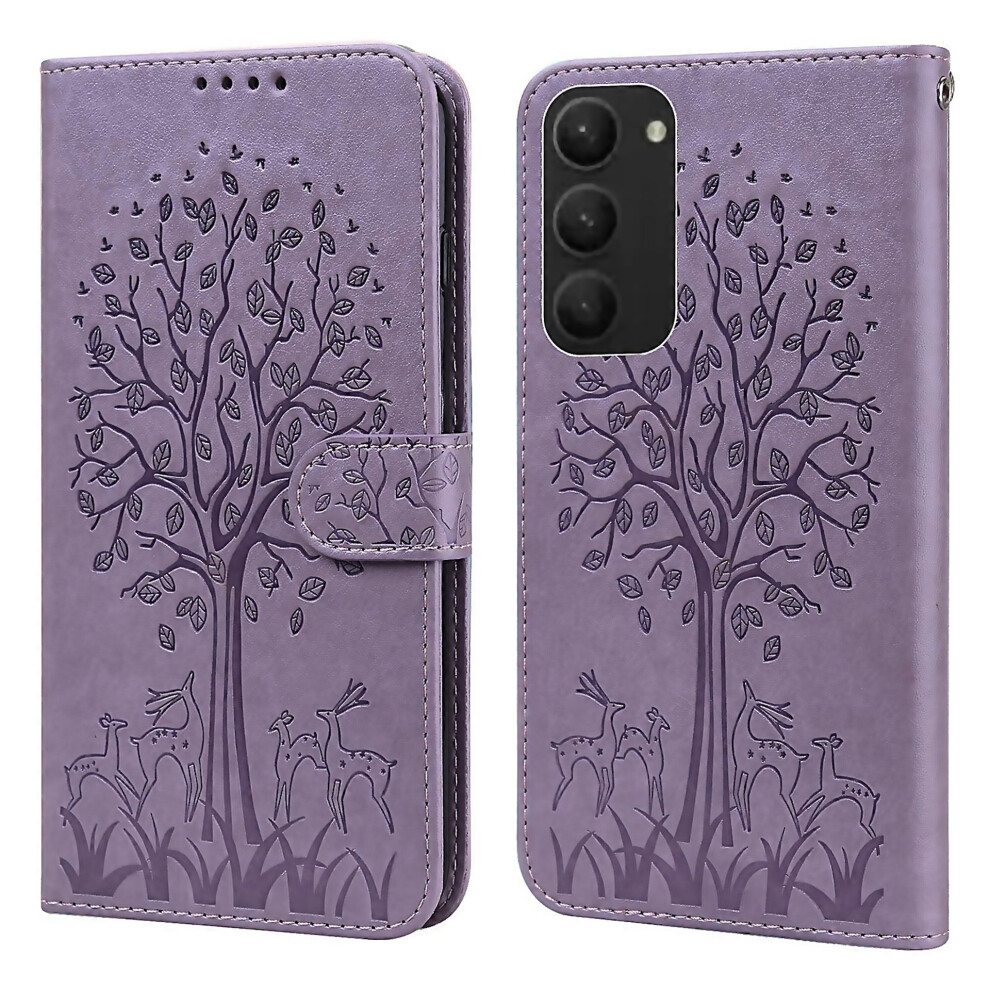 For Samsung Galaxy S23 5G Tree Deer Pattern Pressed Printing Horizontal Flip Leather Phone Suitable 6000002073891