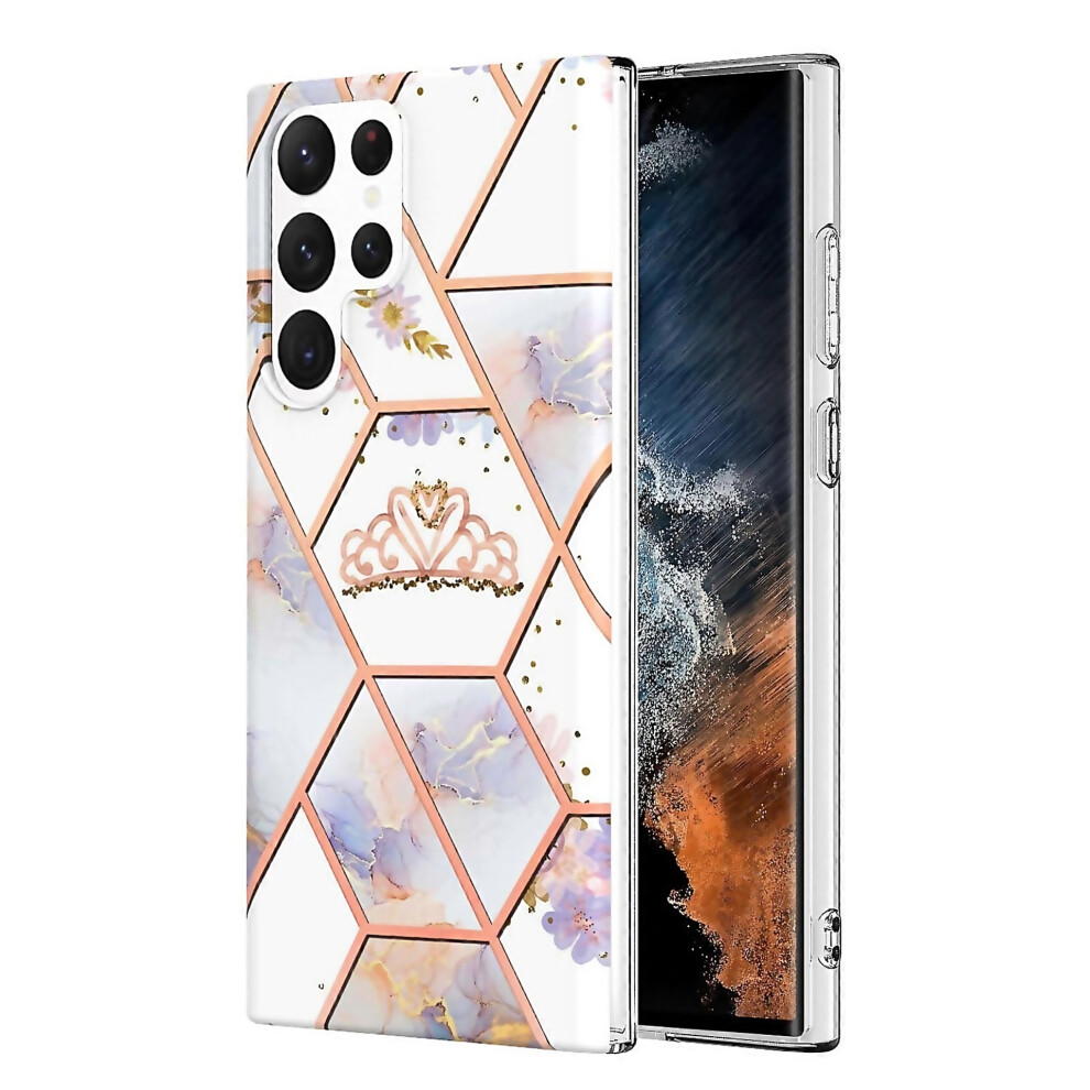 For Samsung Galaxy S23 Ultra 5G Splicing Marble Flower Imd Tpu Phone Suitable For Everyday Use 6000002075291
