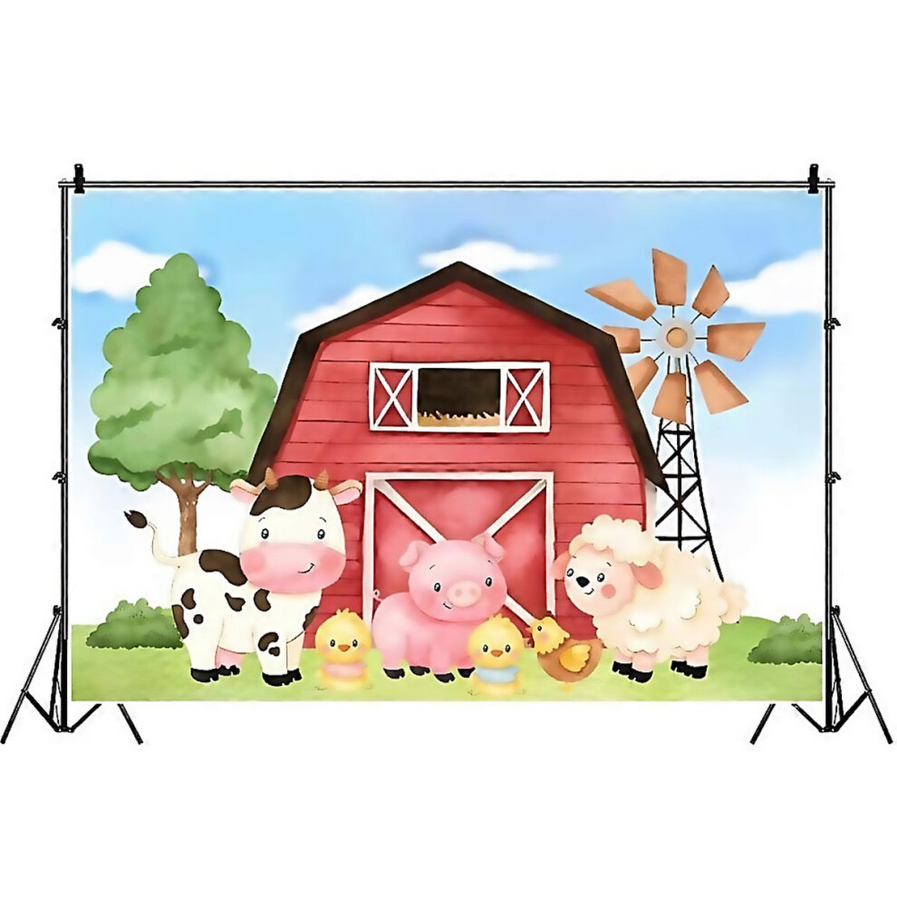 For 15M X 1M Cartoon Farm Animals Photography Backdrop Birthday Party Background Decoration 6000002060532