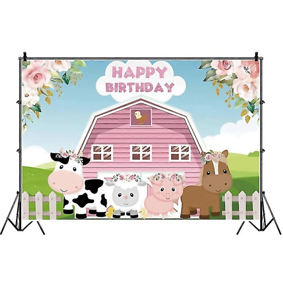 For 15M X 1M Cartoon Farm Animals Photography Backdrop Birthday Party Background Decoration Crafted 6000002060594