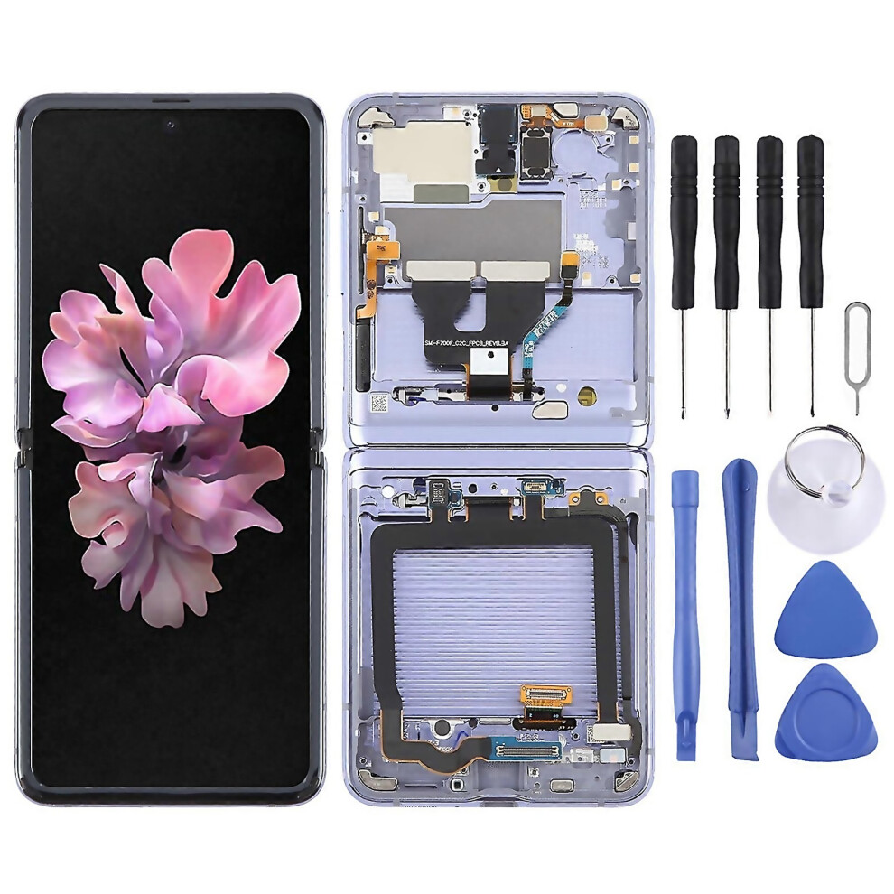 For Samsung Galaxy Z Flip Smf700 Lcd Screen Digitizer Full Assembly With Frame Purple 6000002047212