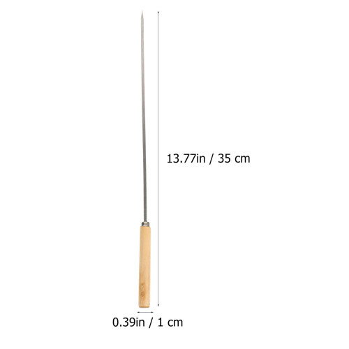 10Pièces Brochettes Grill Acier Multiusage Bois 1