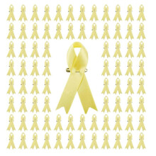 (Yellow) Pack of 200 Ribbon Lapel Pin Elegant Charity Brooches Unisex Silk Fabric Safety Breast Pins for Spreading Awareness Yellow