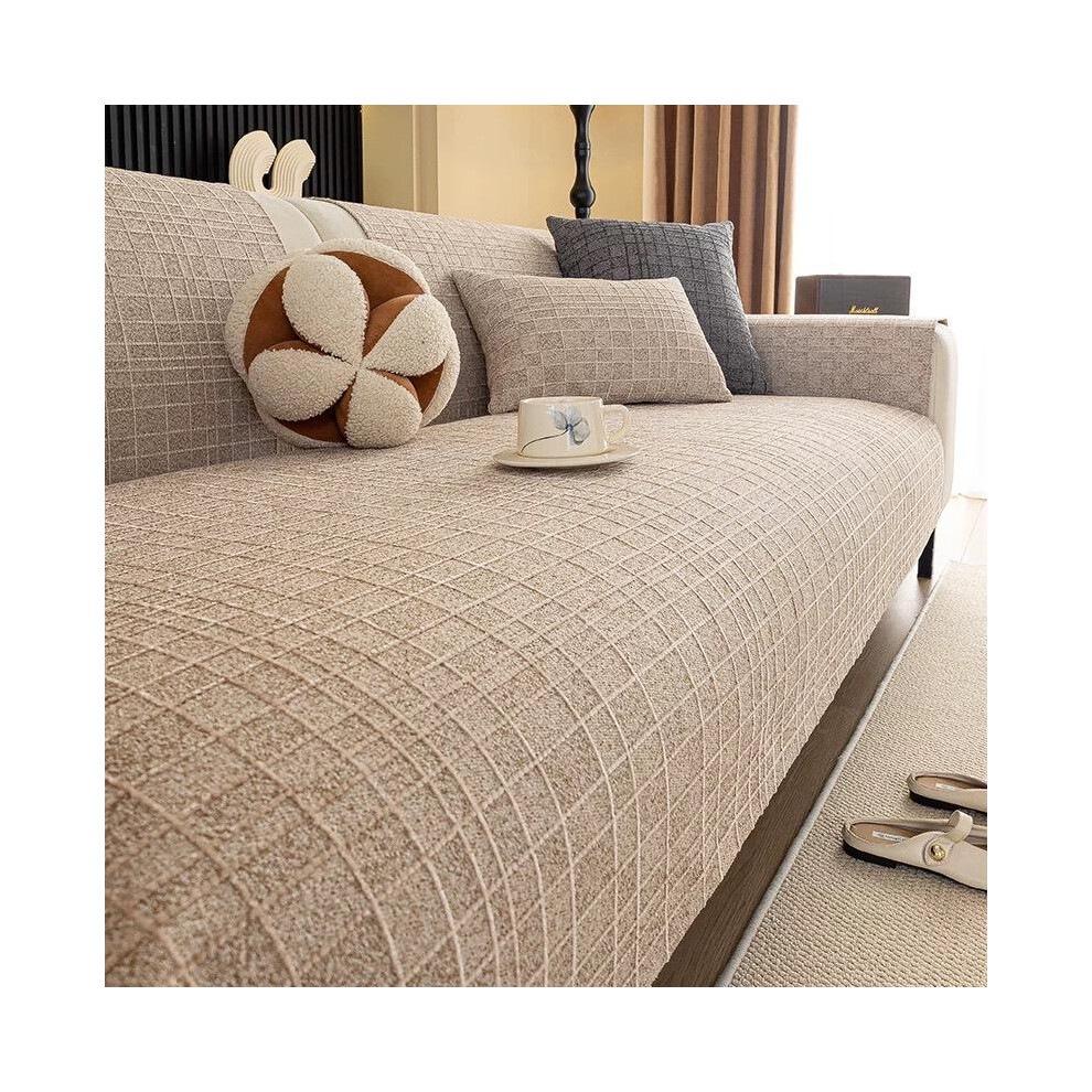 (Apricot, 5 Seat (35.4"*94.5"/90*240CM)) Pure Color Sofa Cover, Non-Slip Soft Cushion, Washable Dustproof Sofa Protector, Universal Home Decor, Suitab-image-OPC-PKJRXNF-NEW