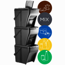 KADAX Abfallbehälter-Set 3x25L + Aufkleber