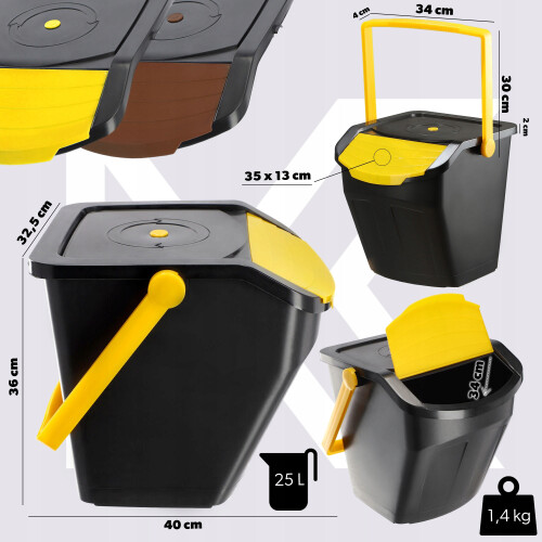 KADAX Abfallbehälter-Trennbehälter-Set 2x25L 2