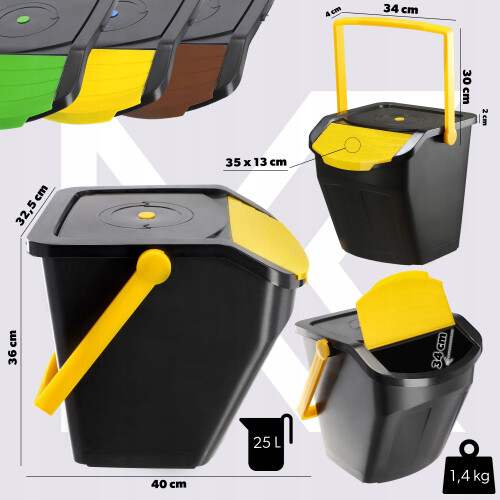 KADAX Abfallbehälter-Trennbehälter-Set 3x25L 1
