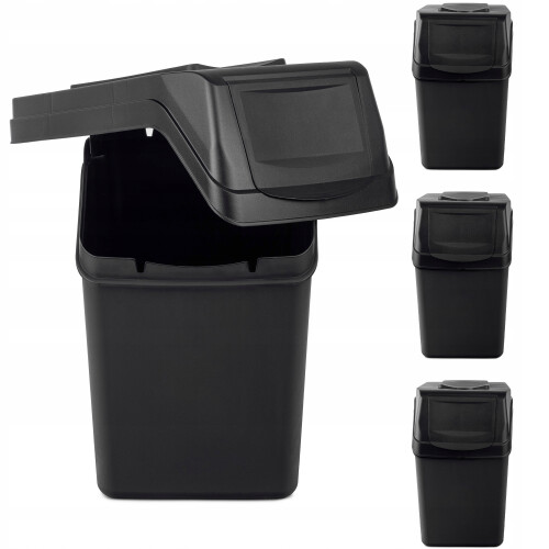 KADAX 4x Set mit 25L Mülltrennungsbehältern mit Aufklebern
