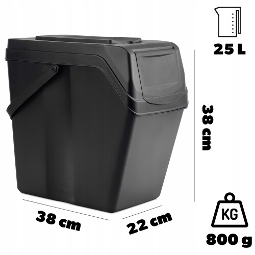 KADAX 4x Set mit 25L Mülltrennungsbehältern mit Aufklebern 2