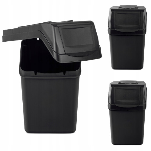 KADAX 3x Set mit 25L Mülltrennungsbehältern mit Aufklebern