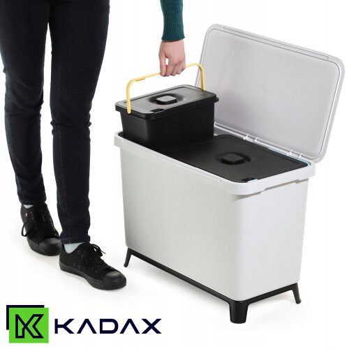 KADAX Abfallbehälter-Set, hängender Trennbehälter, 10 l + 23 l, Grau 1