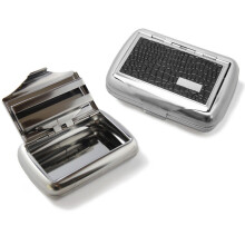 Stainless Steel Tobacco Tin - Black Croc
