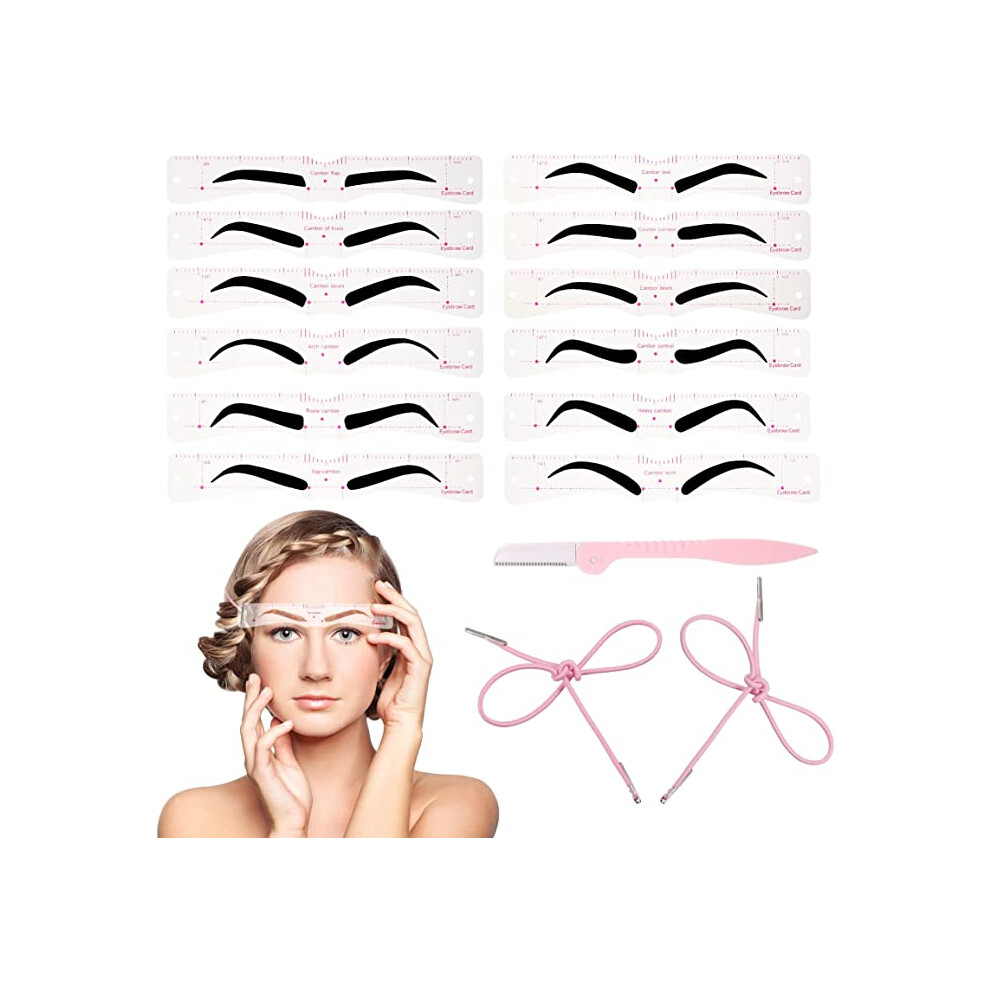 12 Pieces Eyebrow Stencils Reusable Eye Brow Template Makeup Cosmetics