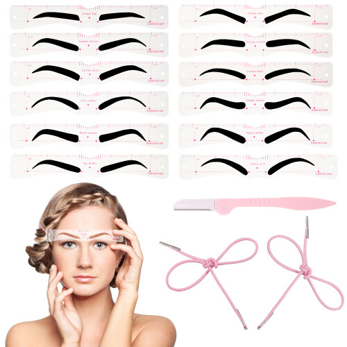 12 Pieces Eyebrow Stencils Reusable Eye Brow Template Makeup Cosmetics 2