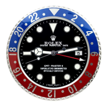 Stile Rolex GMT‑Master II Pepsi, Rosso & Blu | Orologio da Parete