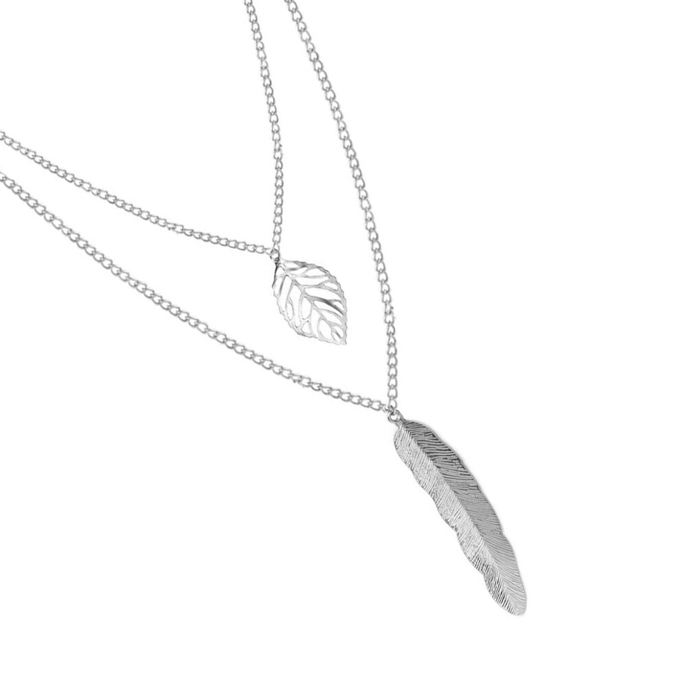 (Silver) Layered Necklace Woman Jewelry Clothing Ornament Girls Necklaces for-image-OPC-PKJSPYP-NEW