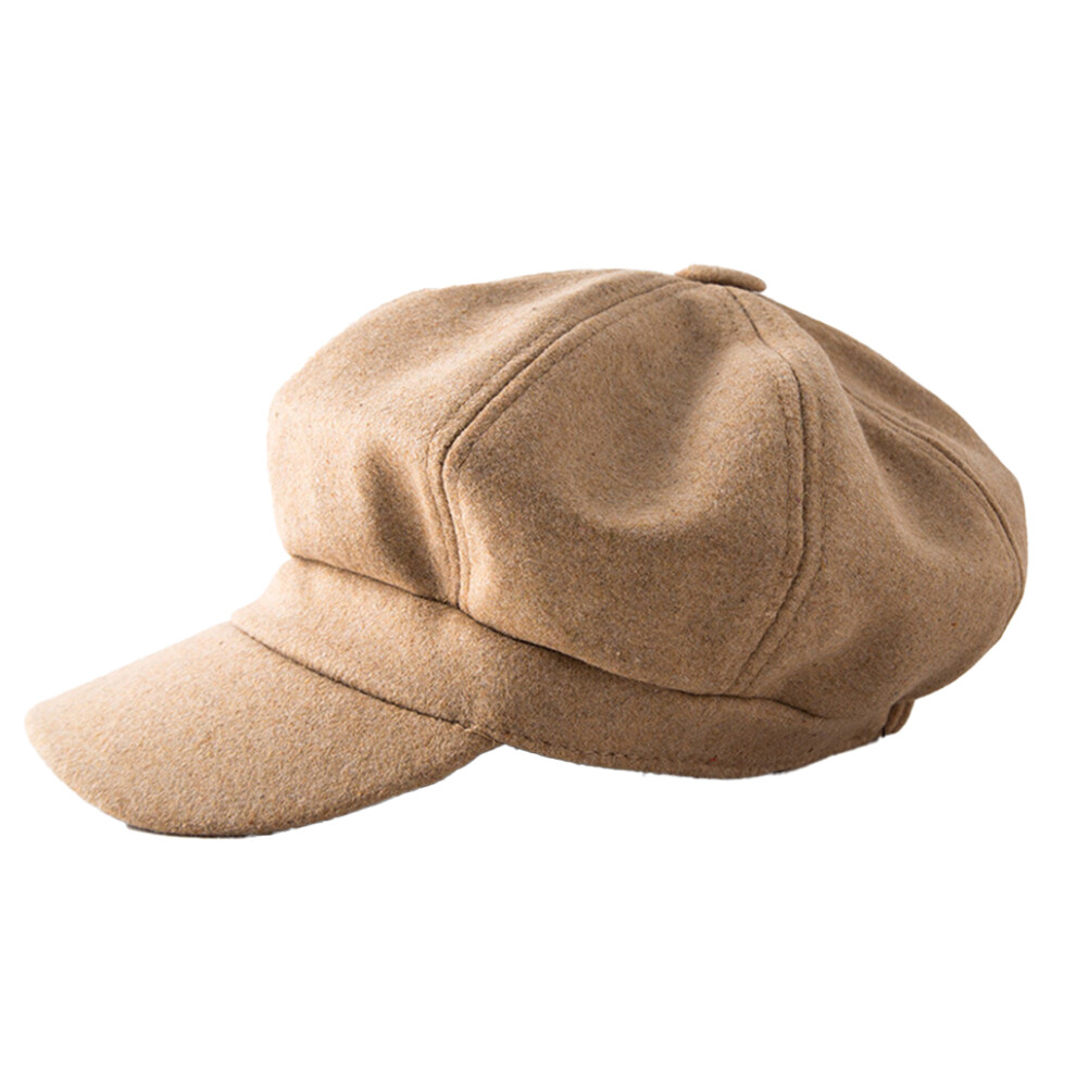 (Light Tan) Peaked Caps Woolen Beret Octagonal Hats Easy Matching Windproof-image-OPC-PKJSQC2-NEW