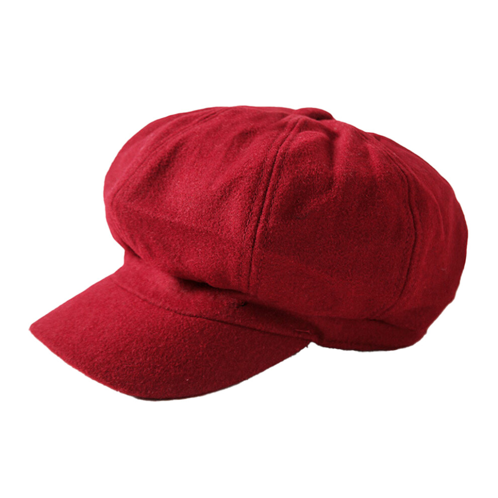 (Red) Peaked Caps Woolen Beret Octagonal Hats Easy Matching Windproof-image-OPC-PKJSQBW-NEW