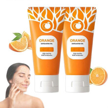 2pcs Orange Enzymes Exfoliating, Natural Orange Peeling Gel Face Scrub, Deep Cleansing Moisturizing Facial Exfoliator for All Skin