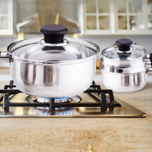 (Default) 6 Pcs Stainless Steel Saucepan Essential Cookware Set with Glass Lids & Sturdy Handles Pot Prima Kitchen Cook Home Chef Cooking Sauce Pan Ho