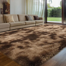 (Coffee, M(120cmX200cm/47.20inchX78.70inch)) Modern Style Solid Color Faux Fur Rug, 1 Count Non-slip Soft Floor Mat, Decorative Carpet for Home Living Room Bedroom Hotel Dormitory
