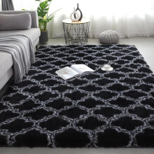 (Black And White, M(120cmX200cm/47.20inchX78.70inch)) Modern Style Solid Color Faux Fur Rug, 1 Count Non-slip Soft Floor Mat, Decorative Carpet for Home Living Room Bedroom Hotel Dormitory