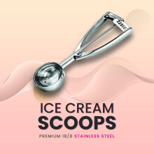 (Ice Cream Scoops) AEX Ice Cream Scoops with Easy Trigger Large 6cm Stainless Steel Cookie Scoop for Ice Cream, Meatballs, Mellon Balls, Mashed Potatoes and