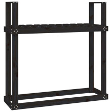 Suporte para madeira de aquecimento, suporte para lenha, organizador de armazenamento 110 x 35 x 108,5 cm, madeira de pinho, pinheiro preto 02_0045121