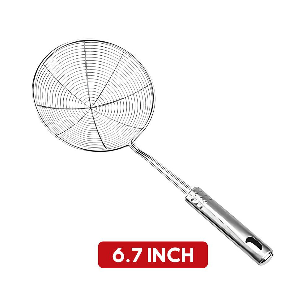 (6.7 inch) AEX Stainless Steel Mesh Strainer Ladle Spider Skimmer Fry Spoon Noodle Basket Solid or Cooking and Frying | Kitchen Utensils Wire Pasta Ha-image-OPC-PKJSXX5-NEW