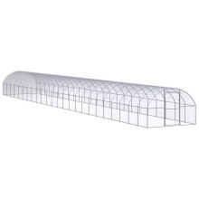 Hühnerstall Außengehege 3 x 24 x 2 m verzinkter Stahl Silber 02_0044009
