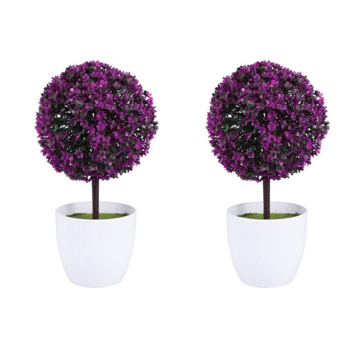 2Pcs Violet Plastic Artificial Plant Balls Decorative Home Accent 1