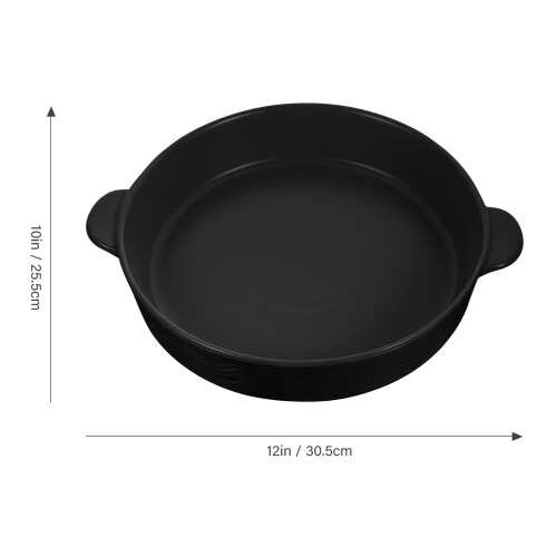 Round Ceramic Baking Dish with Double Handles Roasting Pan 1