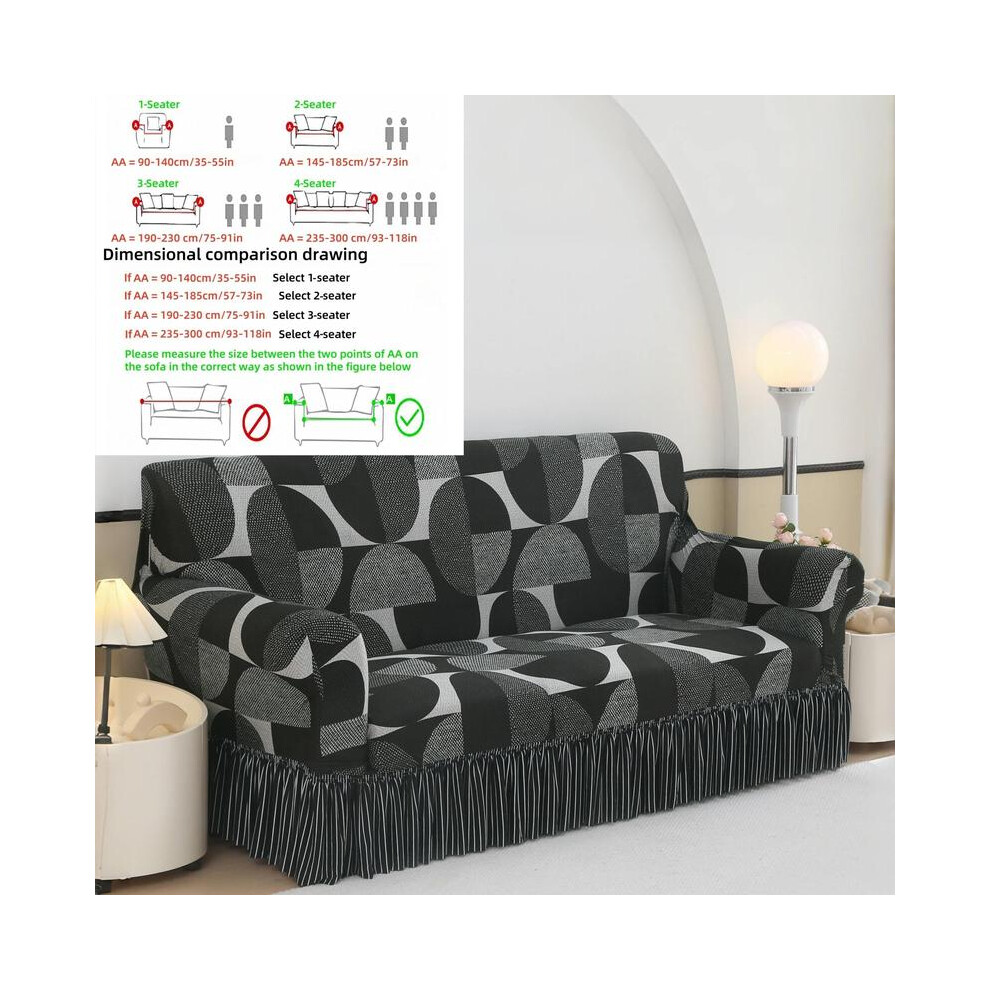 (Geometric, 4 Seater (235-300cm/91-118in)) Geometric Pattern Couch Cover with Tassel, 1 Count Modern Elastic Sofa Slipcover, Sofa Protector for Home L-image-OPC-PKJTGGD-NEW