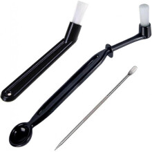 3PCS Coffee Machine Cleaning Brush with Spoon Tool Set, Black