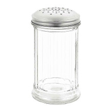 x Glass and stainless steel chocolate shaker, icing sugar, flour and cappuccino dispenser